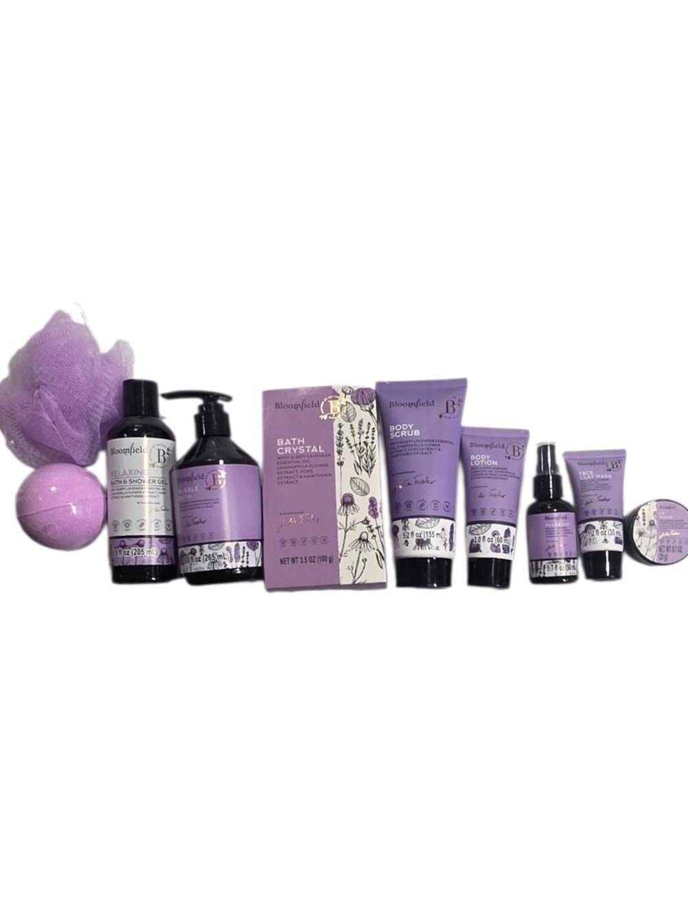 Bloomfield 10-Piece Lavender Spa Bath & Body Gift Set by Julie Foster Purple.